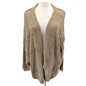 Boho open knit cardigan‎ oversized slouchy neutral layering sweater M